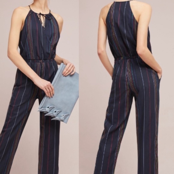 NWT Anthropologie Striped Halter Jumpsuit - Picture 2 of 3